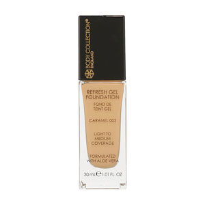 Find perfect skin tone shades online matching to 003 Caramel, Refresh Gel Foundation by Body Collection.