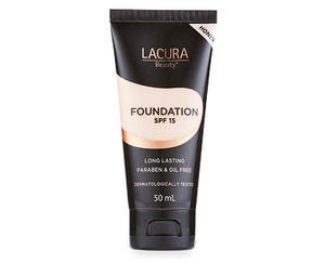 Find perfect skin tone shades online matching to Tan, Foundation SPF 15 / Foundation with Sunscreen by LACURA Beauty.