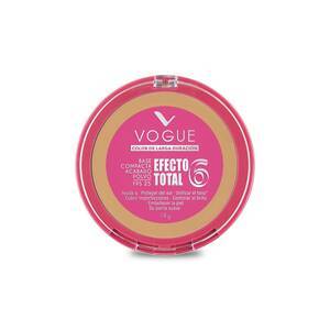 Find perfect skin tone shades online matching to Canela, Base Efecto Total 6 Acabado Polvo by Vogue.