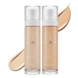 Find perfect skin tone shades online matching to No. 1 Light Beige, All Day Filter Foundation by Aritaum.
