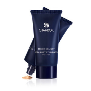 Find perfect skin tone shades online matching to Ochre 02, Sheer Delight Ultra Matt Foundation by Chambor.