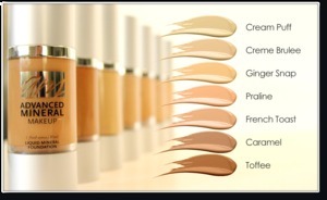 Find perfect skin tone shades online matching to Caramel, Liquid Mineral Foundation by Advance Mineral Makeup.
