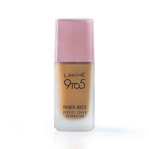 Find perfect skin tone shades online matching to N340 Neutral Almond, 9 To 5 Primer + Matte Perfect Cover Foundation by Lakme.