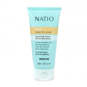 Find perfect skin tone shades online matching to Medium, Tinted Daily Repair Oil Free Moisturiser by Natio.