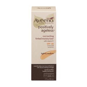 Find perfect skin tone shades online matching to Fair to Light, Positively Ageless Correcting Tinted Moisturizer by Aveeno.