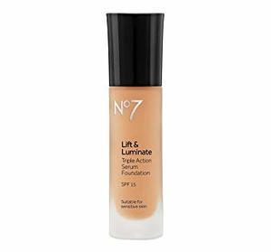 Find perfect skin tone shades online matching to Alabaster, Lift & Luminate Triple Action Serum Foundation by Boots No.7.