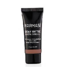 Find perfect skin tone shades online matching to 05 Sun Tan, Stay Matte Foundation by Farmasi Colour Cosmetics.